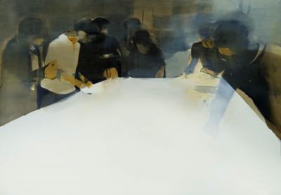 Bartłomiej Zygmunt-Siegmund, Plany, 2008, akryl, olej, pł&oacute;tno, 135 x&nbsp;190&nbsp;cm
