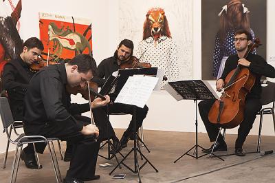 Koncert &bdquo;Atom String Quartet&rdquo;. Skład zespołu: Dawid Lubowicz, Mateusz Smoczyński, Michał Zaborski i&nbsp;Krzysztof Lenczowski