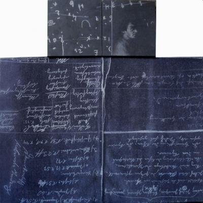 Maciej Linttner, Obliczenia bez rozwiązań, 2011, tempera, olej, druk, 64 x&nbsp;65 cm&nbsp; 
